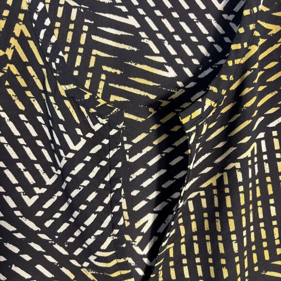 Allison Joy Black & Yellow Geometric Pattern Long Sleeve Blouse M - Picture 2 of 12